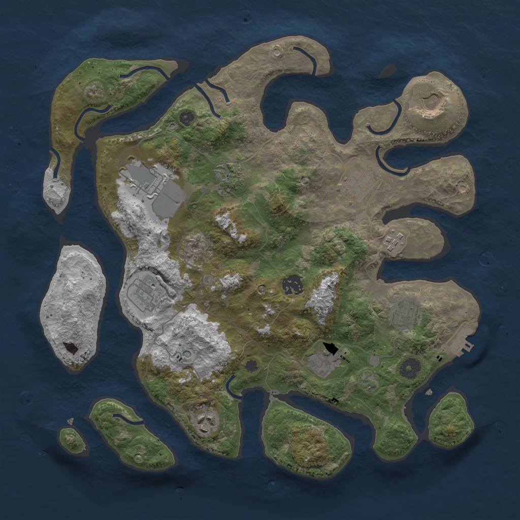 Rust Map: Procedural Map, Size: 3750, Seed: 2566750, 14 Monuments