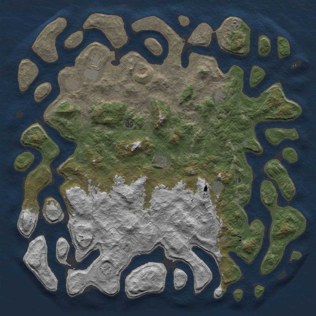 Rust Map: Barren, Size: 6000, Seed: 30678, 14 Monuments