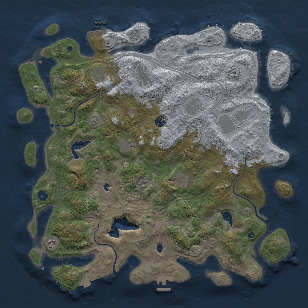 Rust Map: Procedural Map, Size: 4500, Seed: 2945, 16 Monuments
