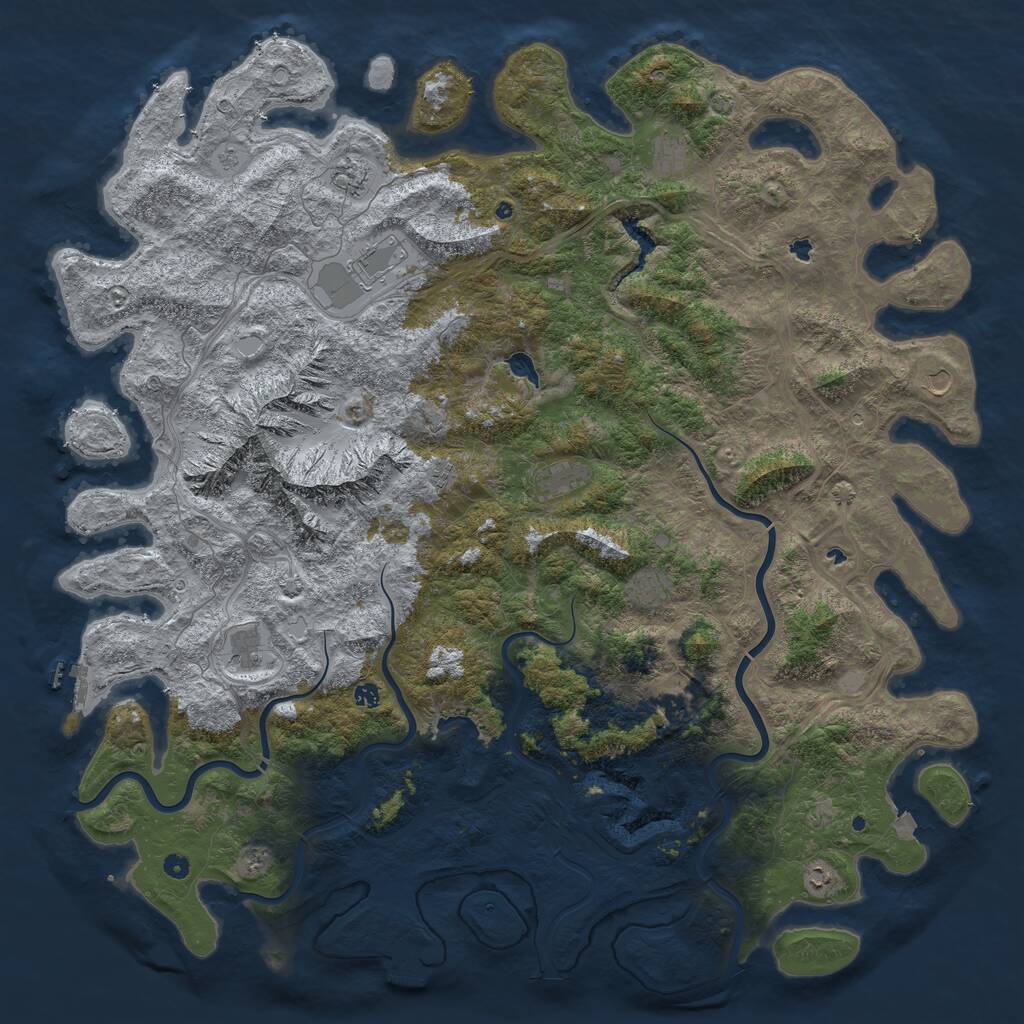 Rust Map: Procedural Map, Size: 6000, Seed: 7398, 17 Monuments