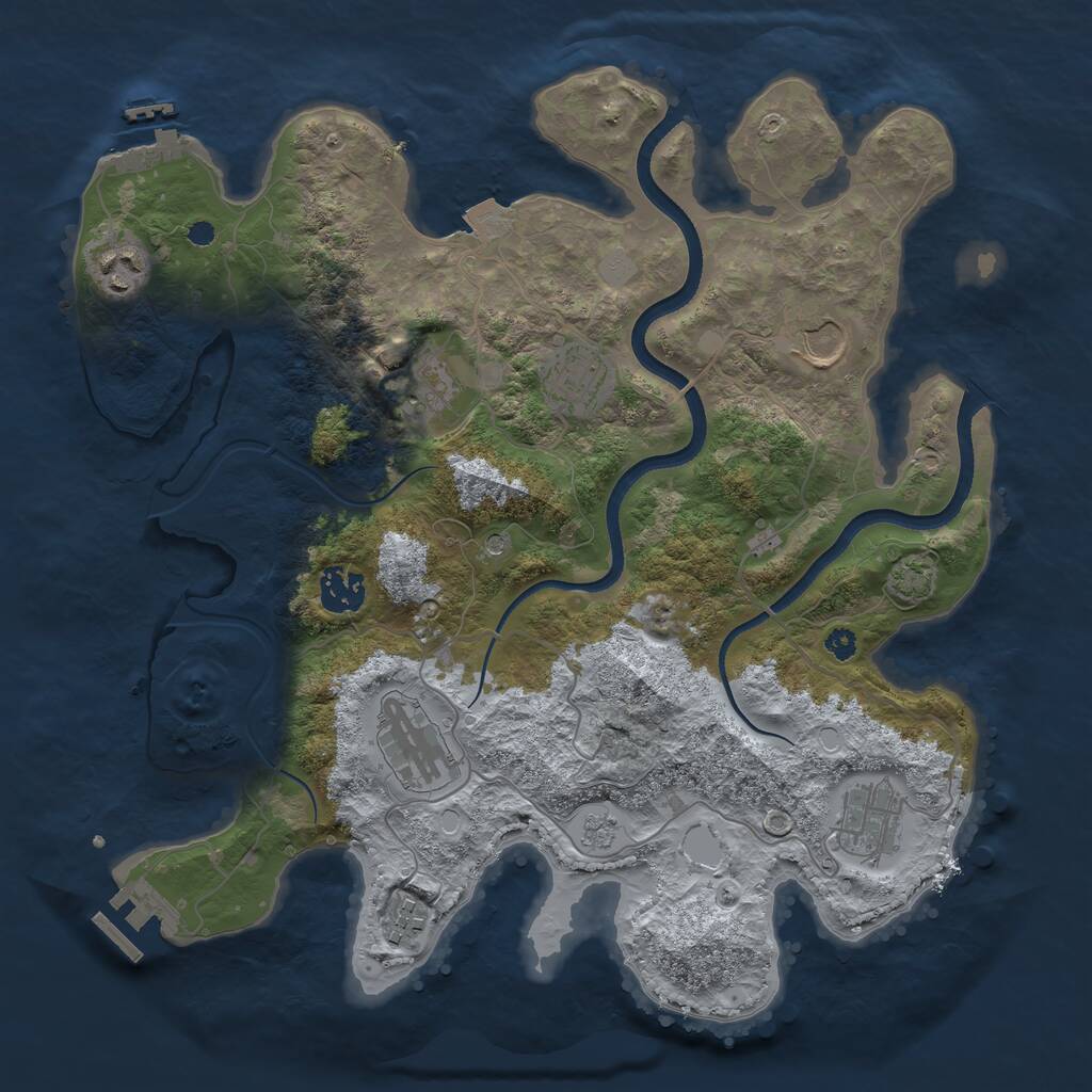Rust Map: Procedural Map, Size: 3500, Seed: 5812734, 14 Monuments