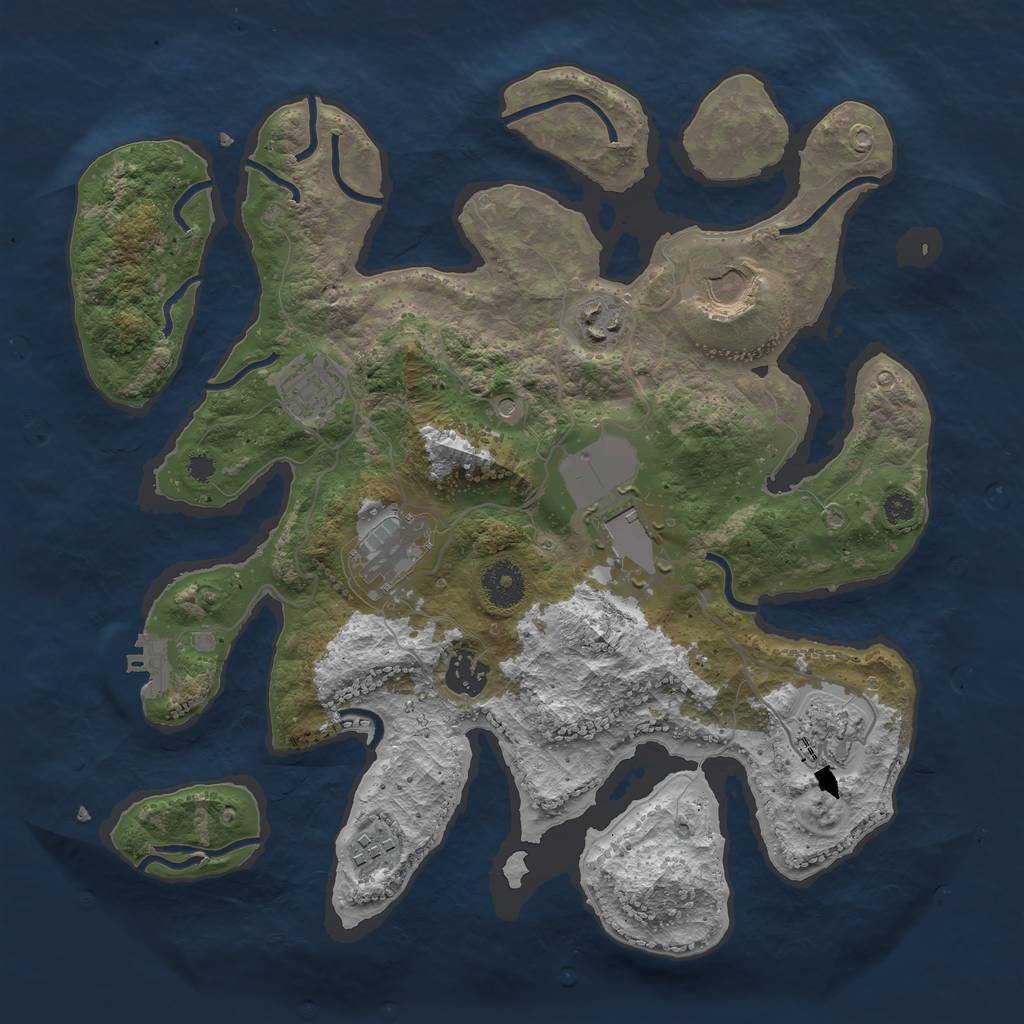 Rust Map: Procedural Map, Size: 3500, Seed: 5812734, 12 Monuments
