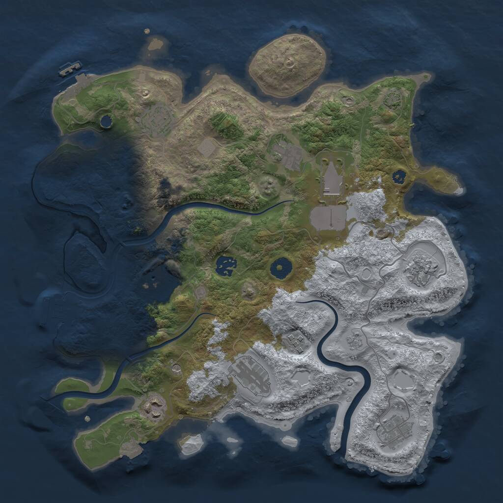 Rust Map: Procedural Map, Size: 3600, Seed: 71621, 16 Monuments