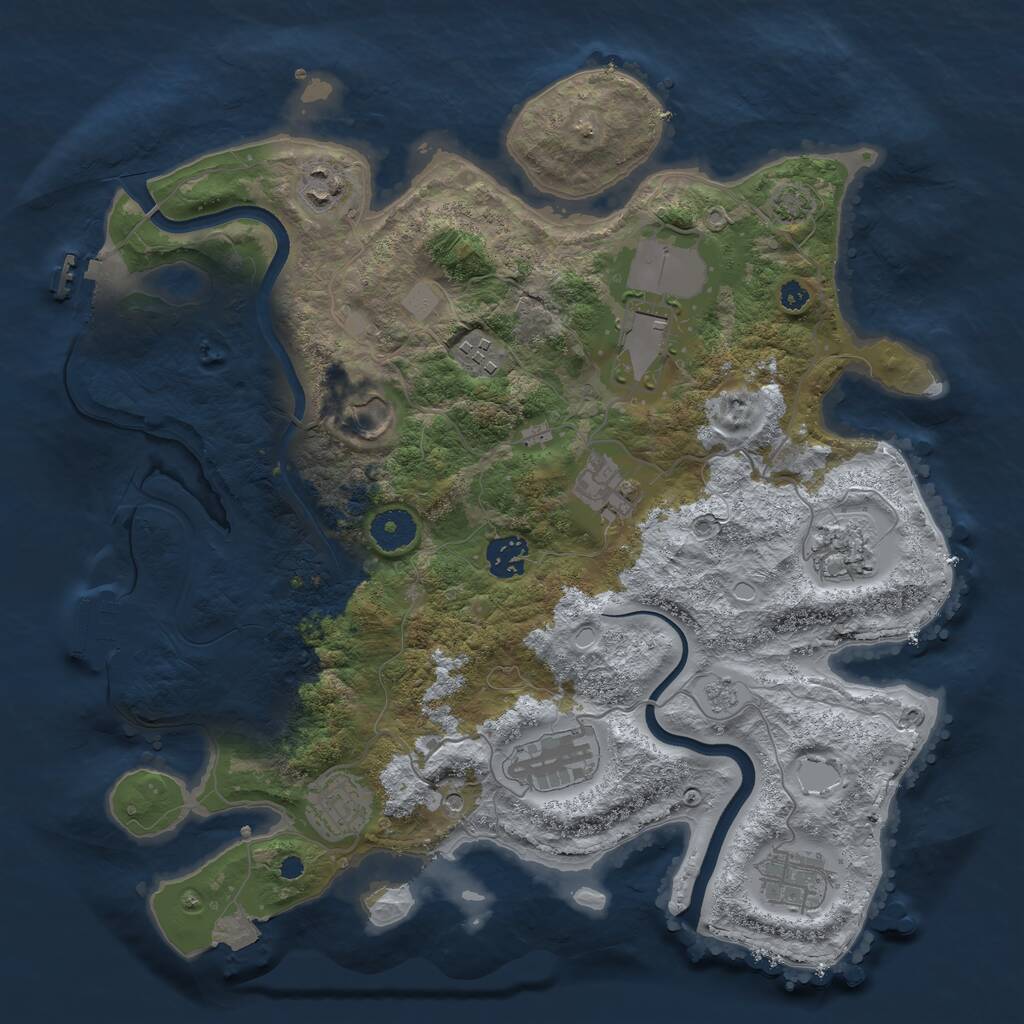 Rust Map: Procedural Map, Size: 3600, Seed: 71621, 16 Monuments