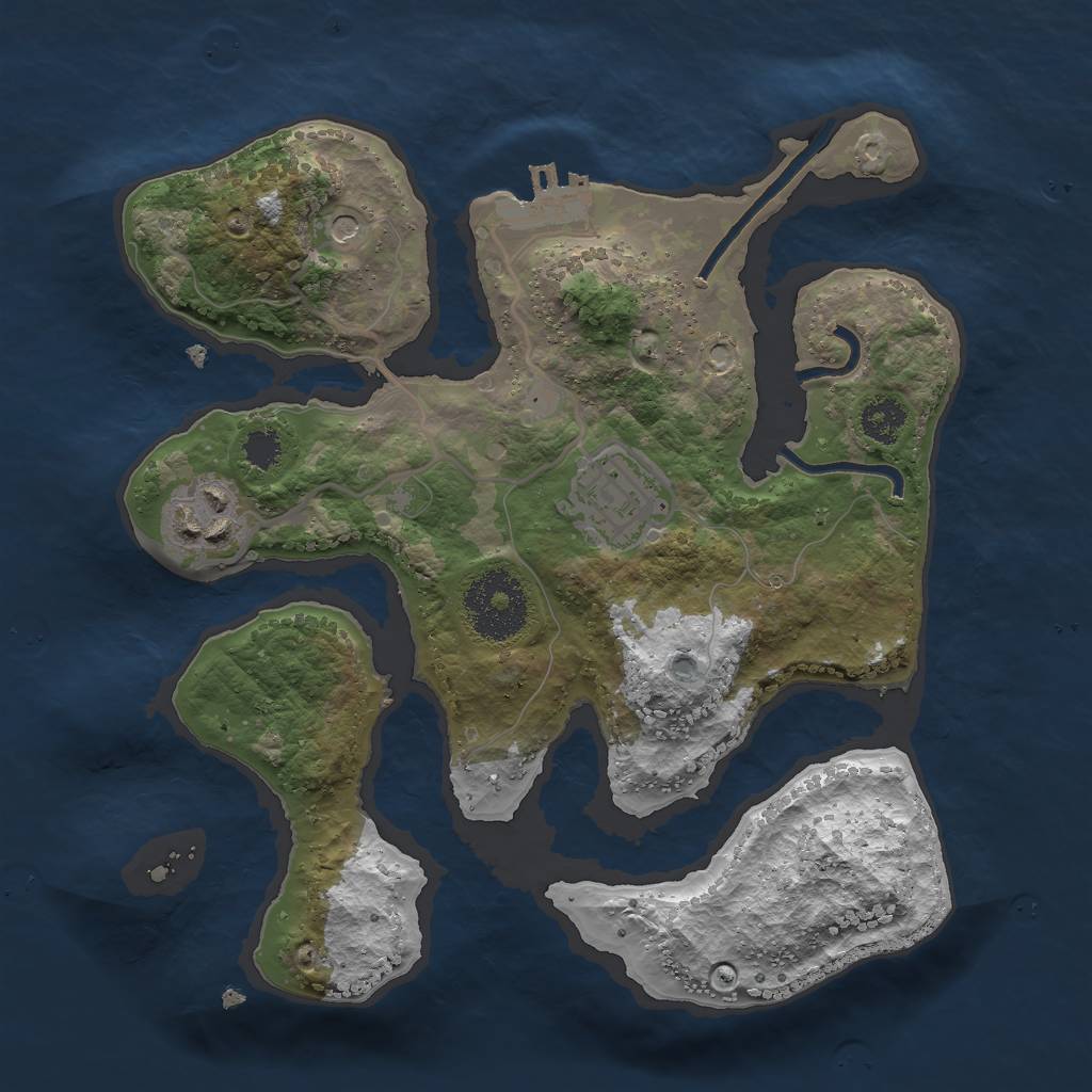 Rust Map: Procedural Map, Size: 2500, Seed: 23588439, 6 Monuments