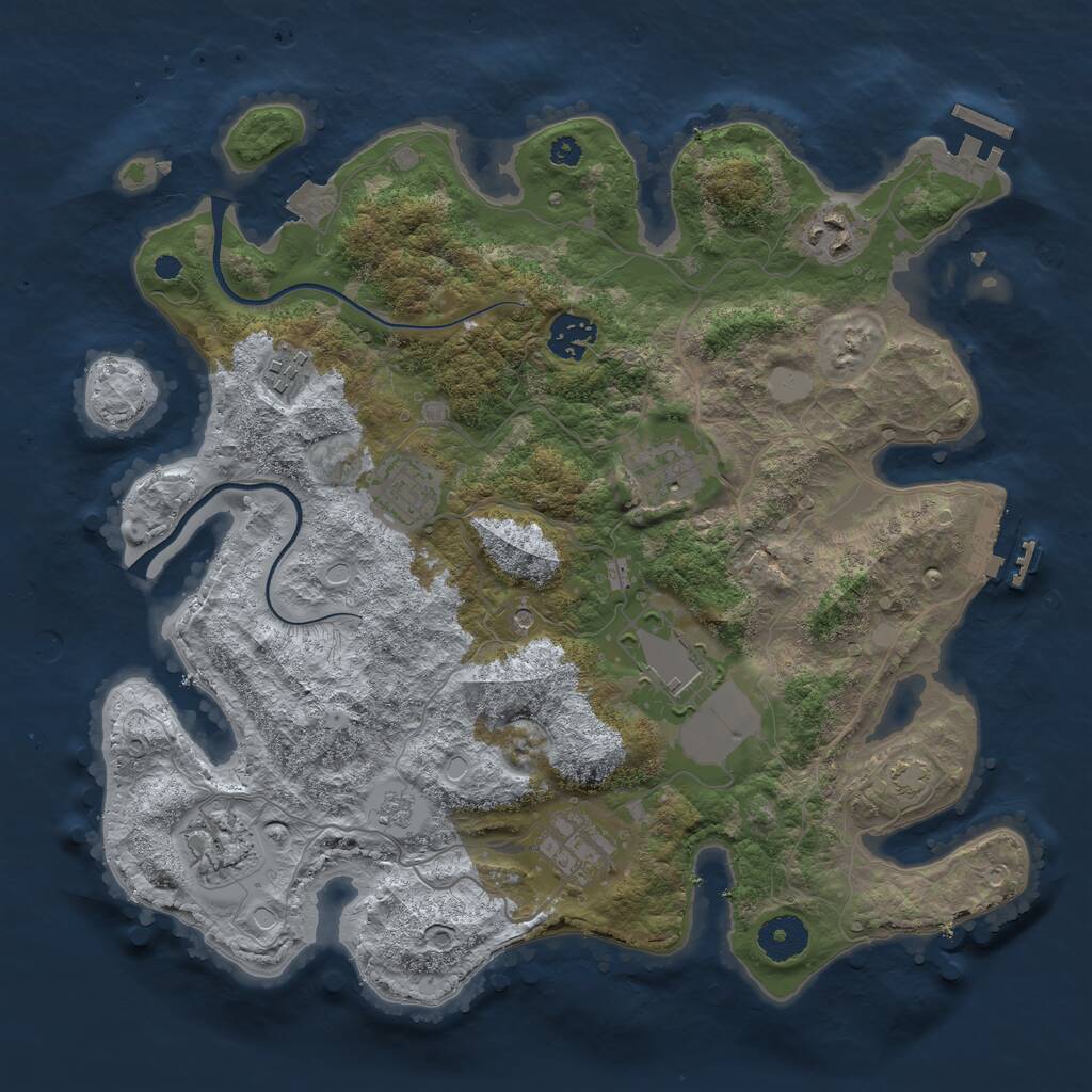Rust Map: Procedural Map, Size: 3500, Seed: 69570116, 14 Monuments