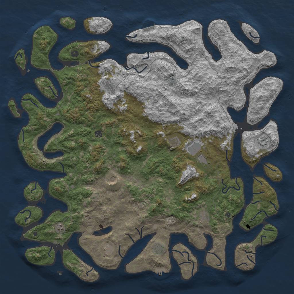Rust Map: Procedural Map, Size: 6000, Seed: 347373432, 16 Monuments