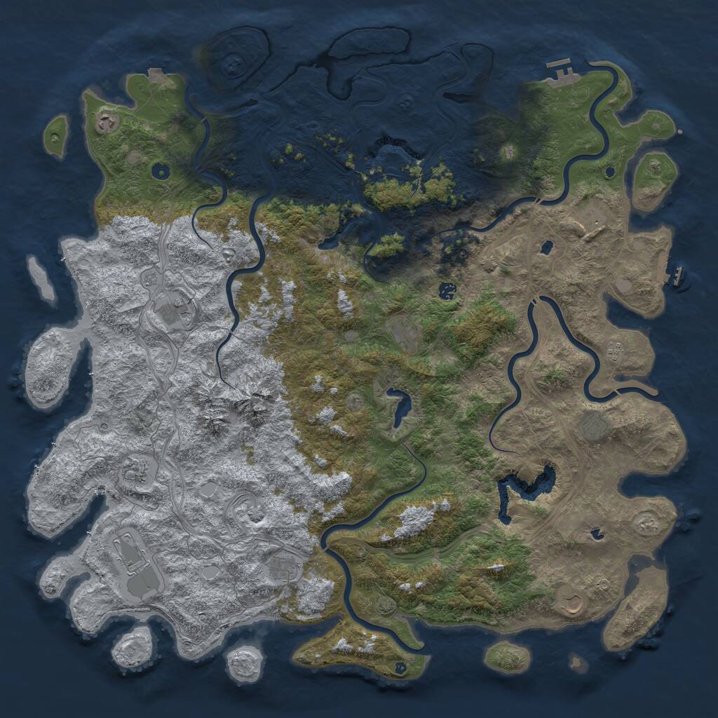 Rust Map: Procedural Map, Size: 6000, Seed: 8799, 17 Monuments
