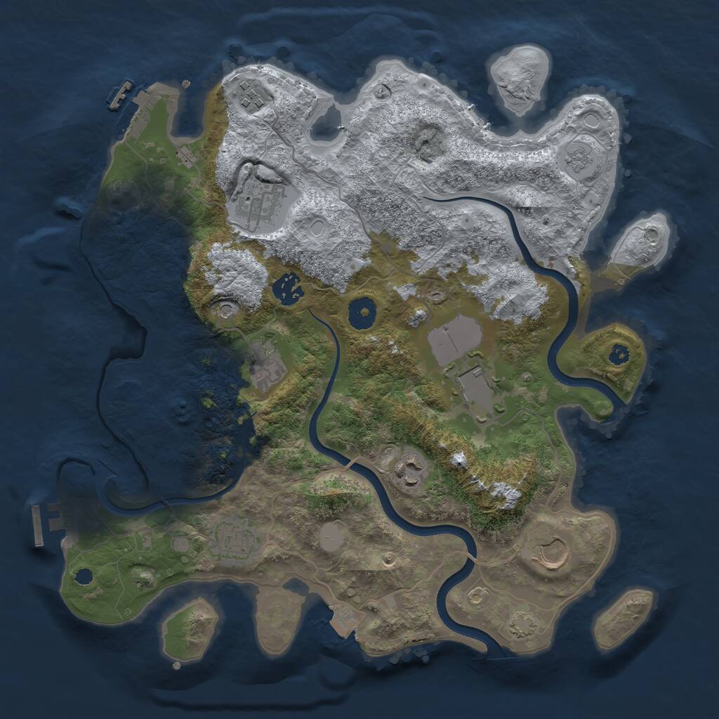 Rust Map: Procedural Map, Size: 3500, Seed: 654539059, 14 Monuments