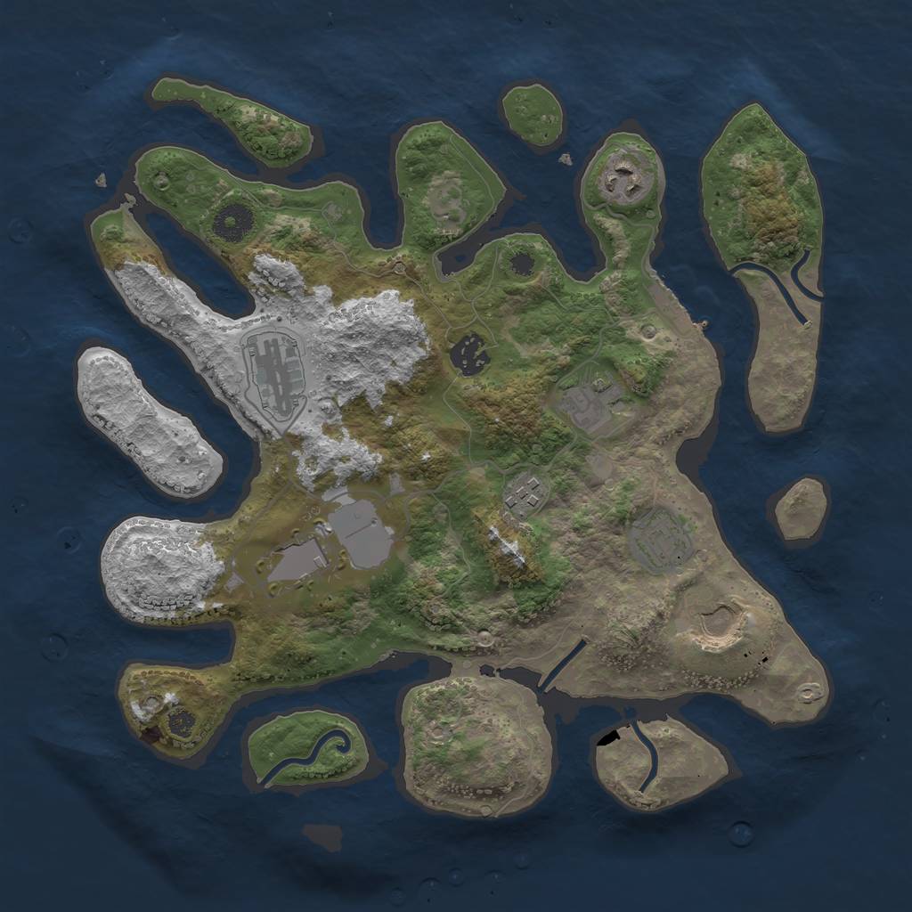 Rust Map: Procedural Map, Size: 3500, Seed: 561546007, 11 Monuments