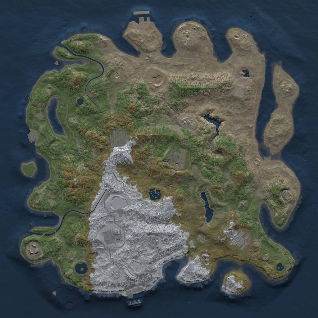 Rust Map: Procedural Map, Size: 4000, Seed: 351677659, 14 Monuments