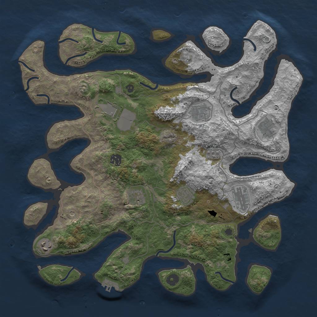 Rust Map: Procedural Map, Size: 4000, Seed: 612809483, 13 Monuments