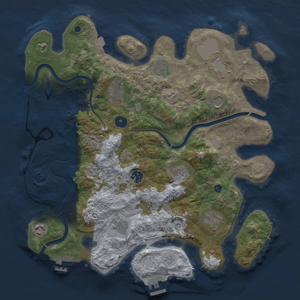 Rust Map: Procedural Map, Size: 3800, Seed: 1895, 16 Monuments