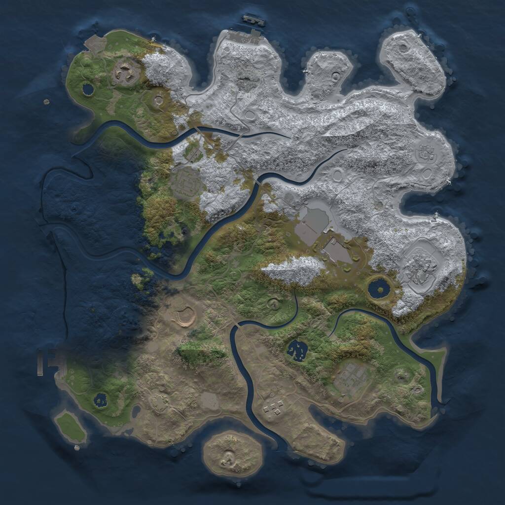 Rust Map: Procedural Map, Size: 3700, Seed: 3333, 14 Monuments