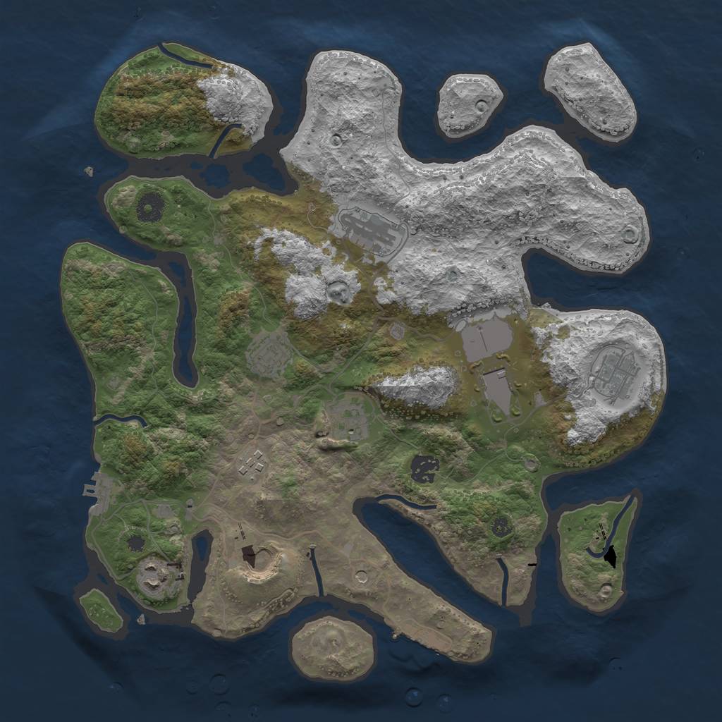 Rust Map: Procedural Map, Size: 3700, Seed: 3333, 14 Monuments