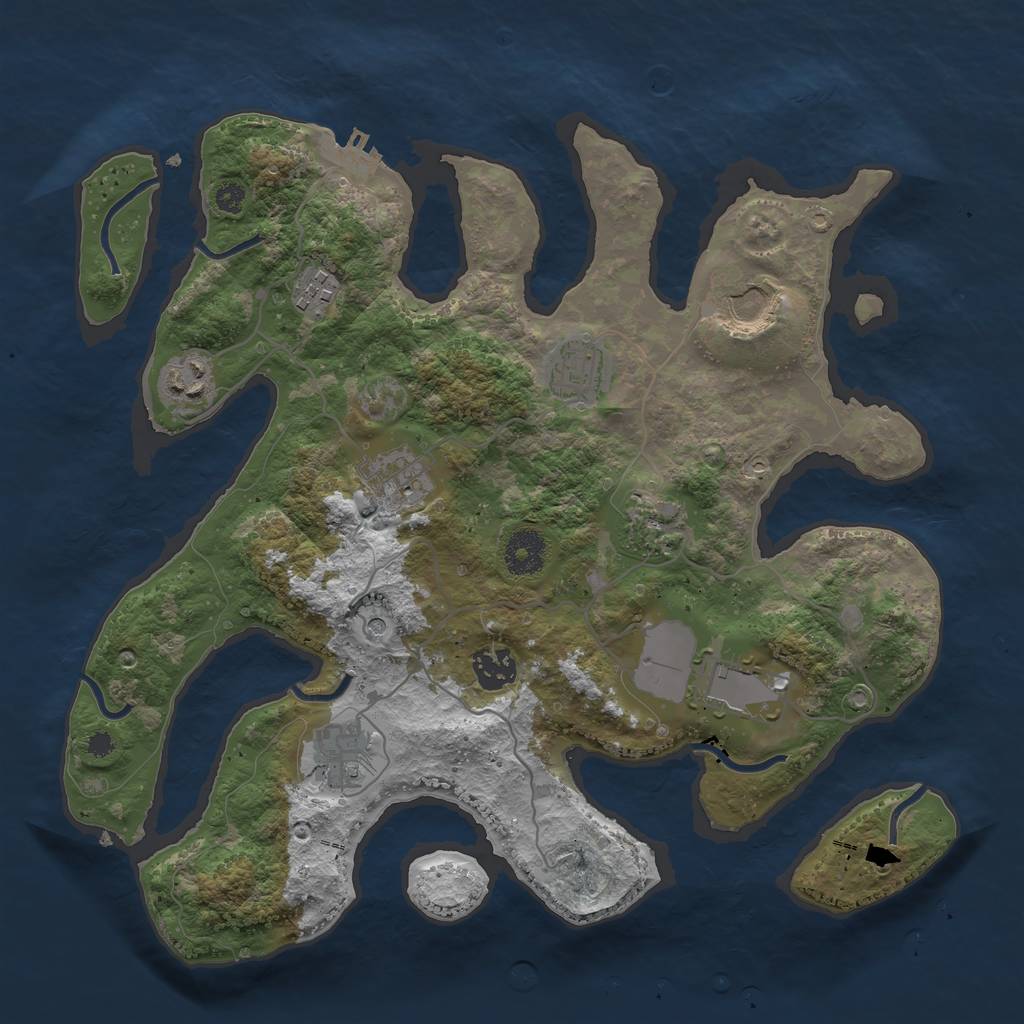 Rust Map: Procedural Map, Size: 3500, Seed: 62158659, 13 Monuments