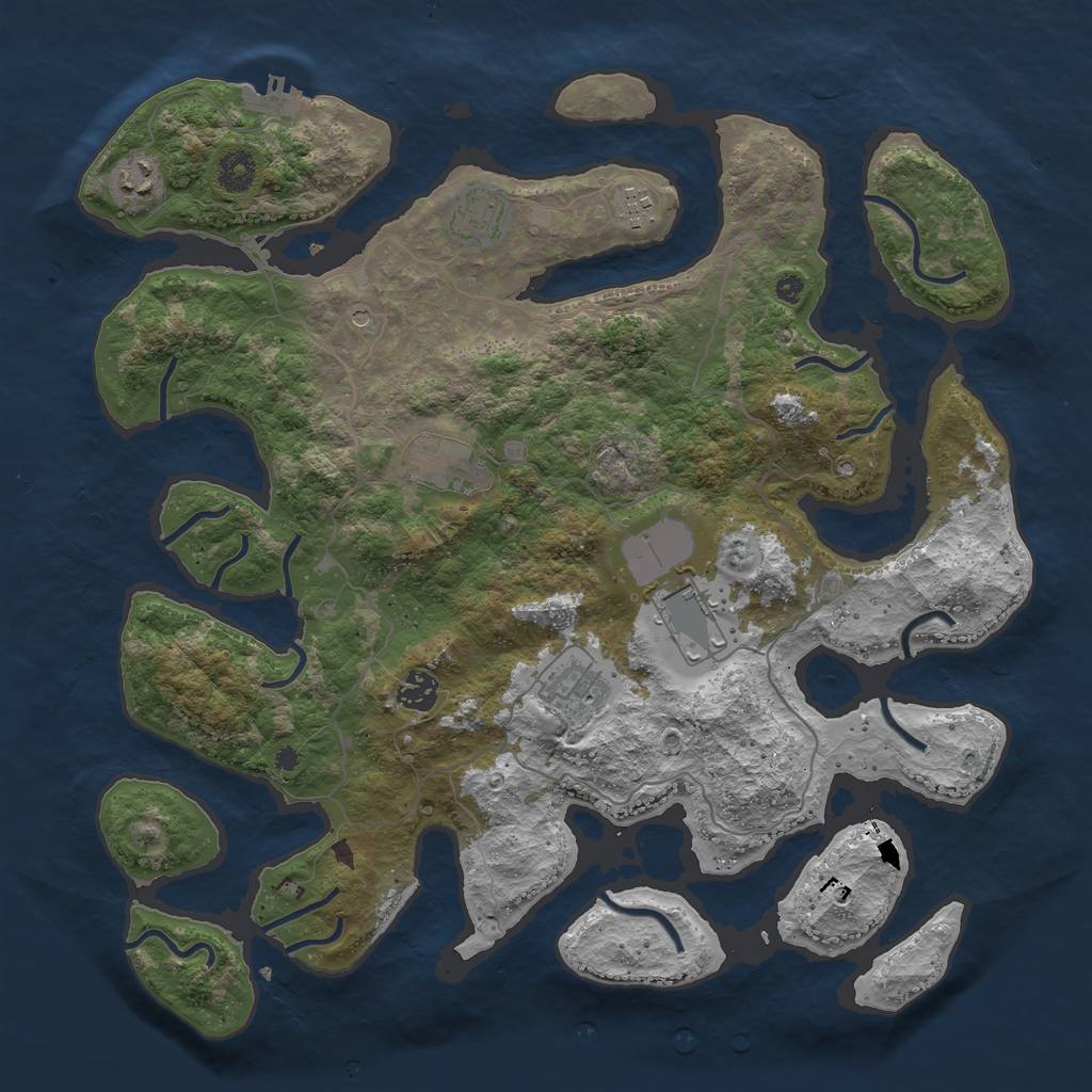 Rust Map: Procedural Map, Size: 4000, Seed: 456787, 11 Monuments