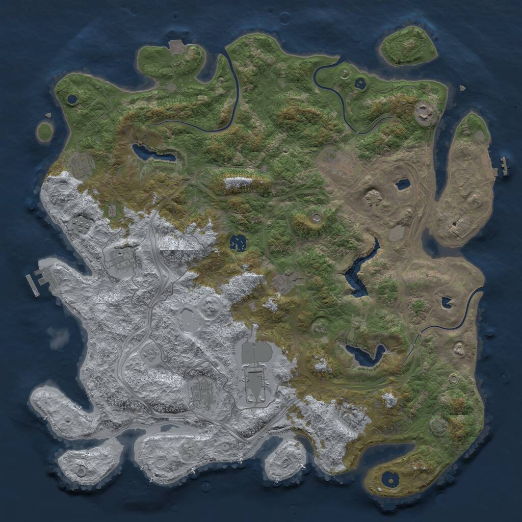 Rust Map: Procedural Map, Size: 4500, Seed: 399947058, 16 Monuments