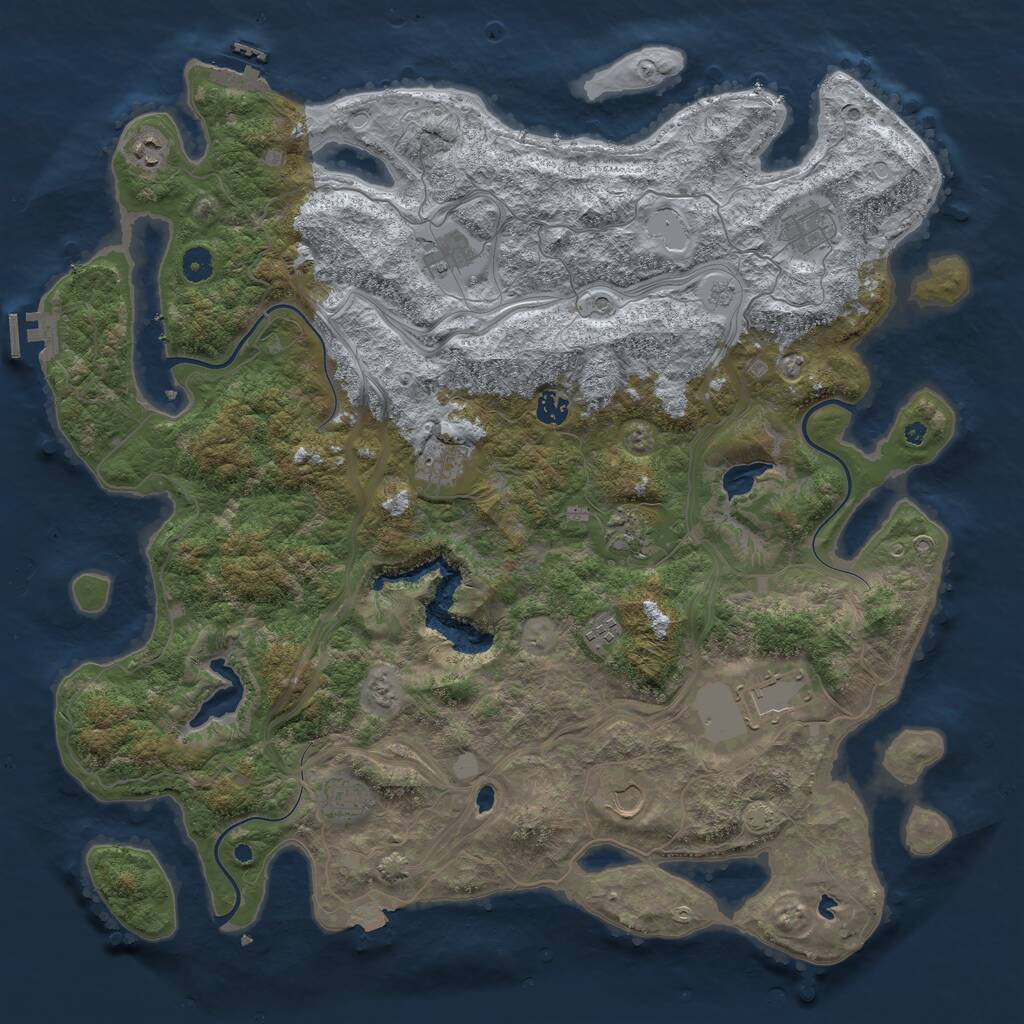 Rust Map: Procedural Map, Size: 4660, Seed: 5400000, 16 Monuments