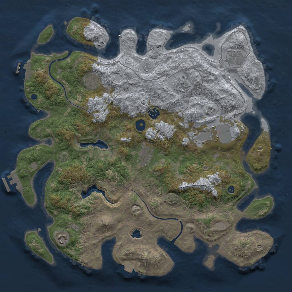 Rust Map: Procedural Map, Size: 4000, Seed: 317042070, 13 Monuments