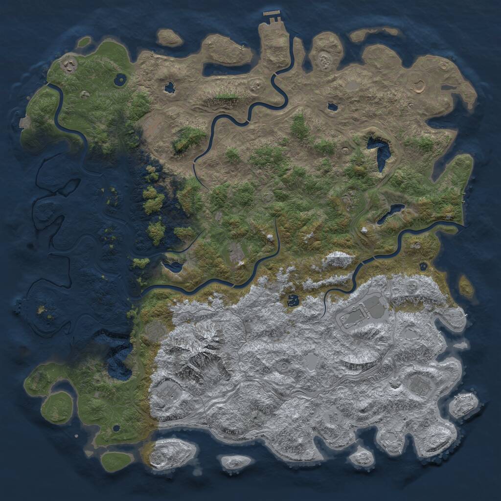 Rust Map: Procedural Map, Size: 6000, Seed: 884284152, 17 Monuments