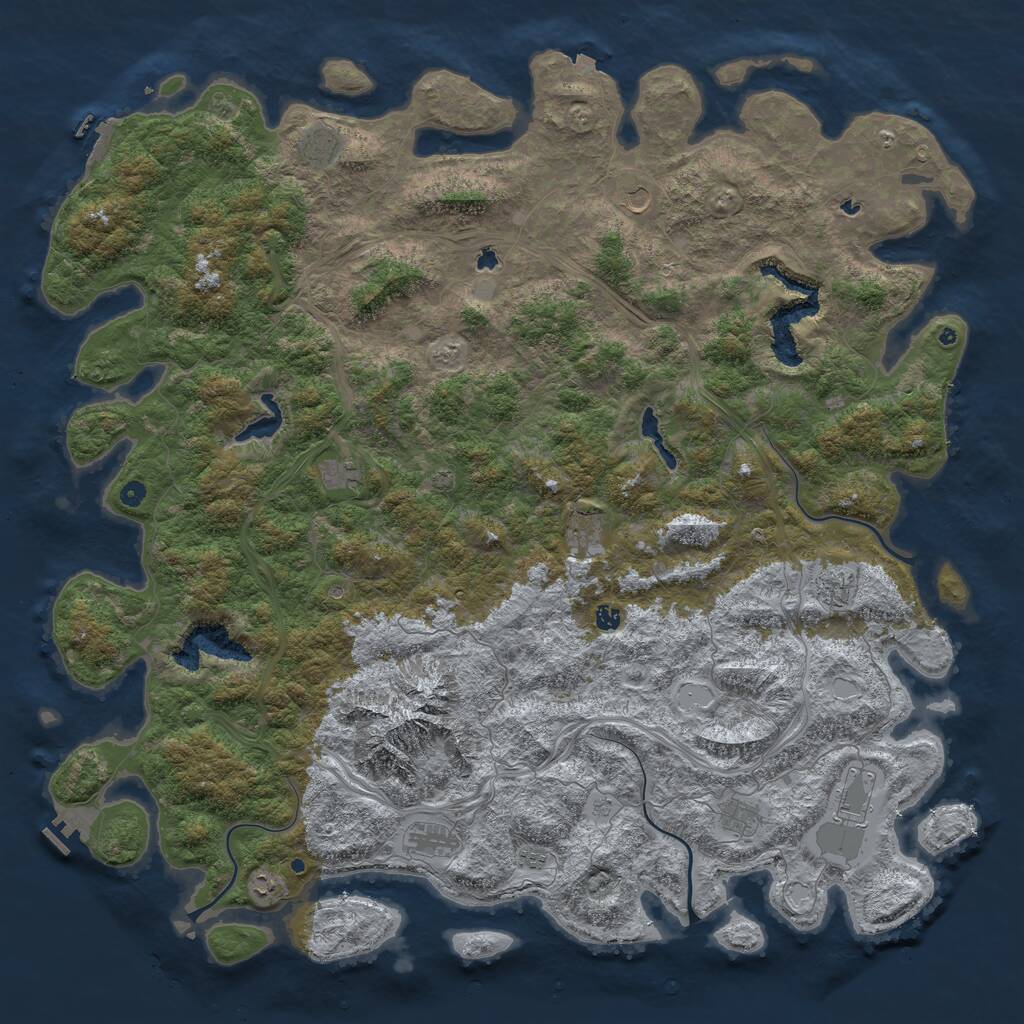 Rust Map: Procedural Map, Size: 6000, Seed: 884284152, 17 Monuments