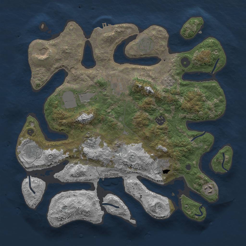 Rust Map: Procedural Map, Size: 3800, Seed: 6942, 15 Monuments