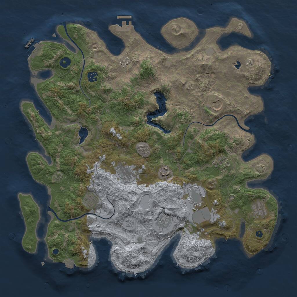 Rust Map: Procedural Map, Size: 4200, Seed: 43, 16 Monuments