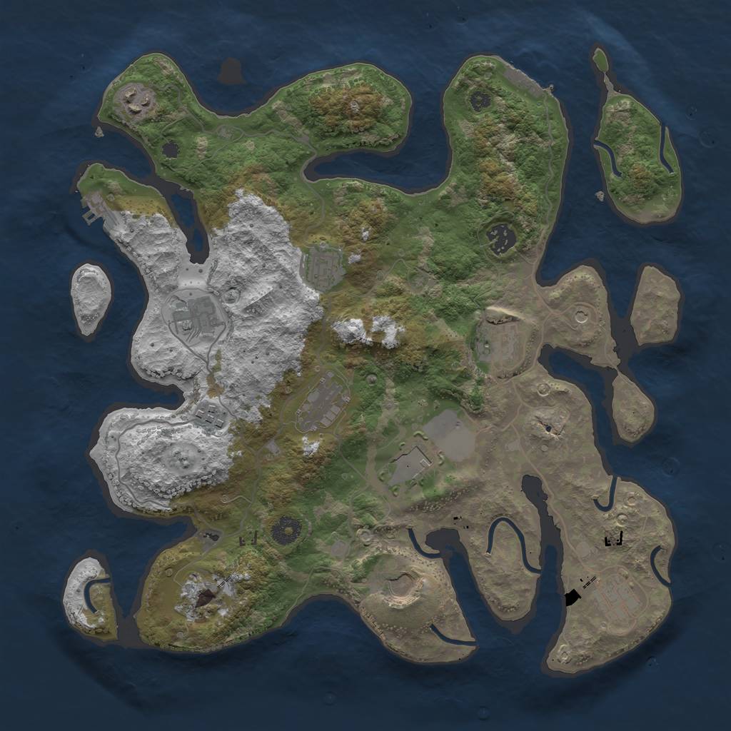 Rust Map: Procedural Map, Size: 3750, Seed: 1953962979, 16 Monuments