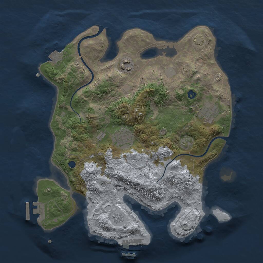 Rust Map: Procedural Map, Size: 3000, Seed: 15286, 9 Monuments