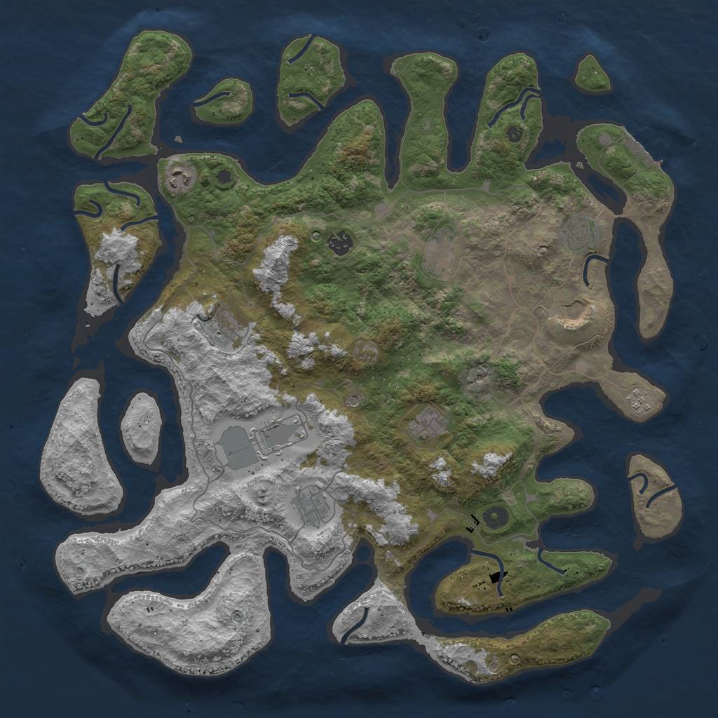 Rust Map: Procedural Map, Size: 4500, Seed: 1120584828, 14 Monuments