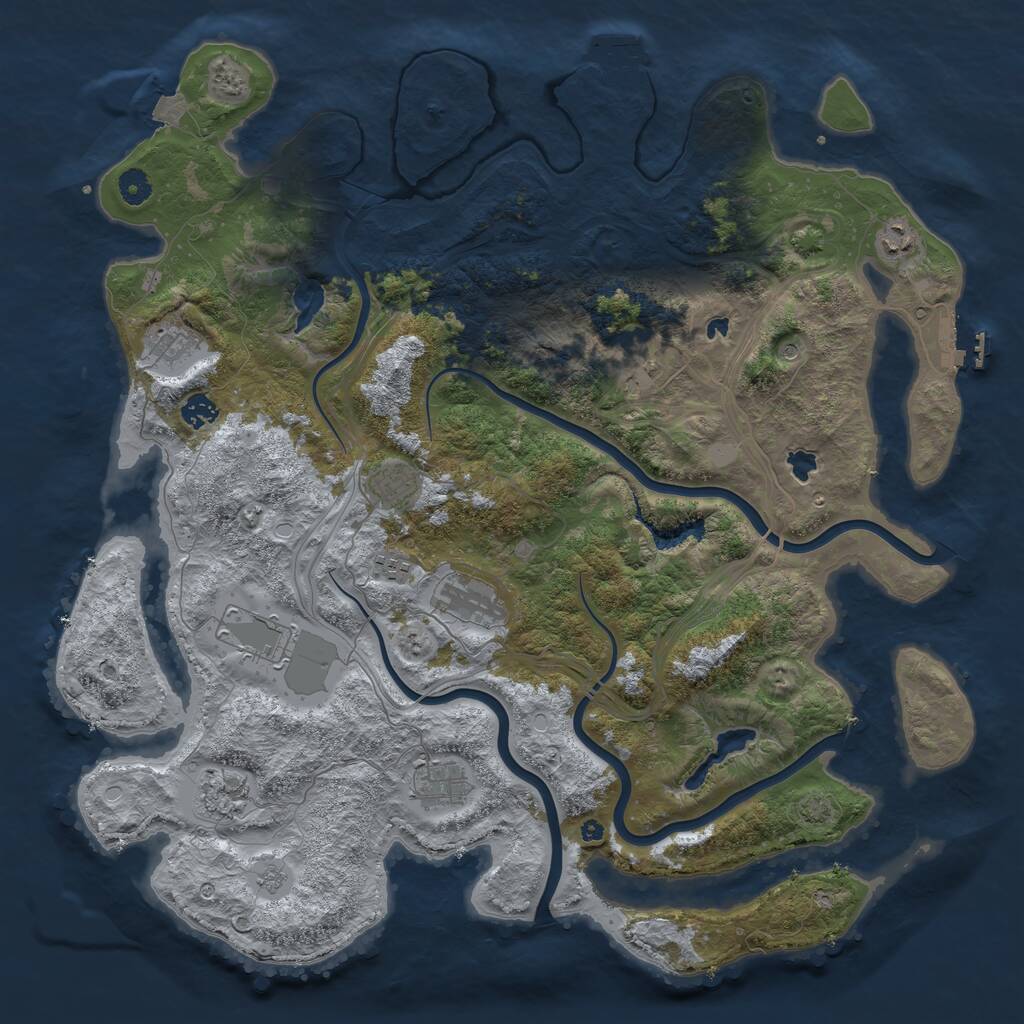 Rust Map: Procedural Map, Size: 4500, Seed: 1120584828, 16 Monuments
