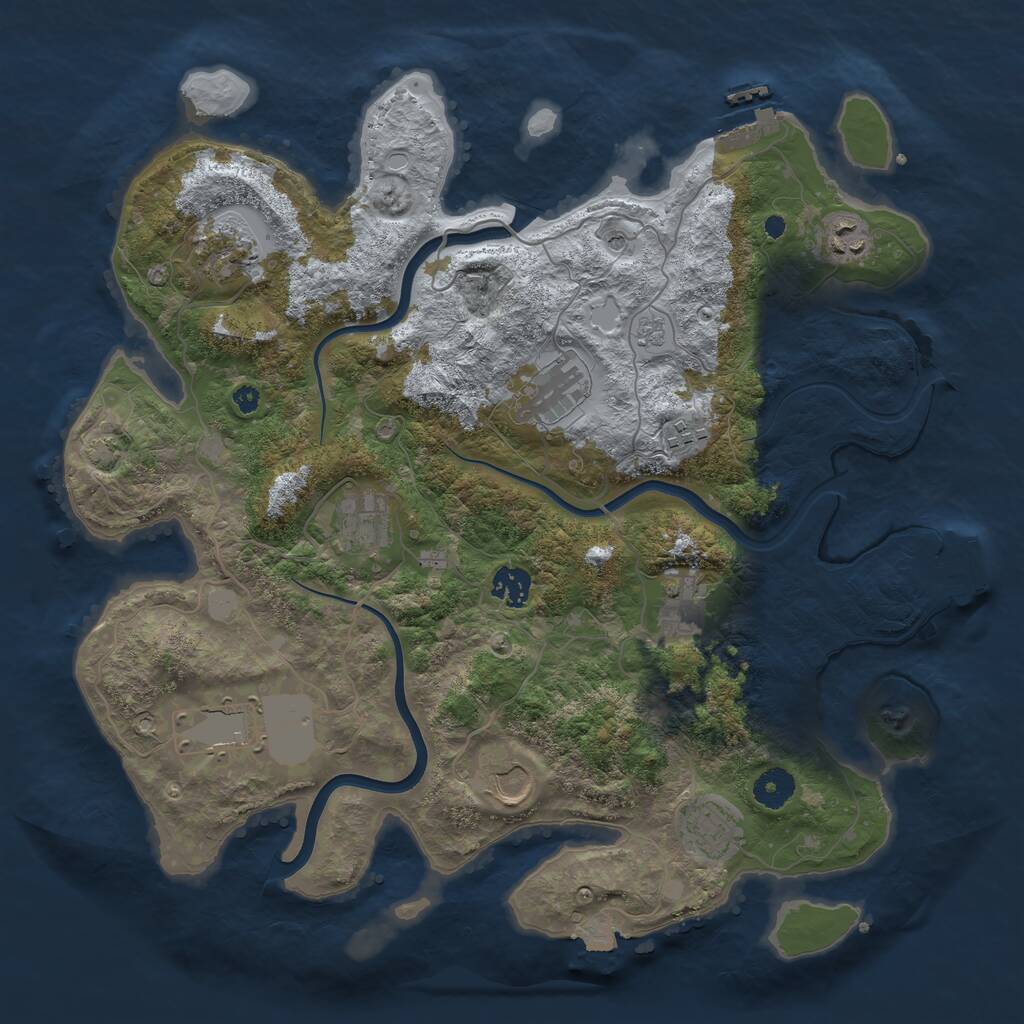 Rust Map: Procedural Map, Size: 3850, Seed: 2061440977, 16 Monuments