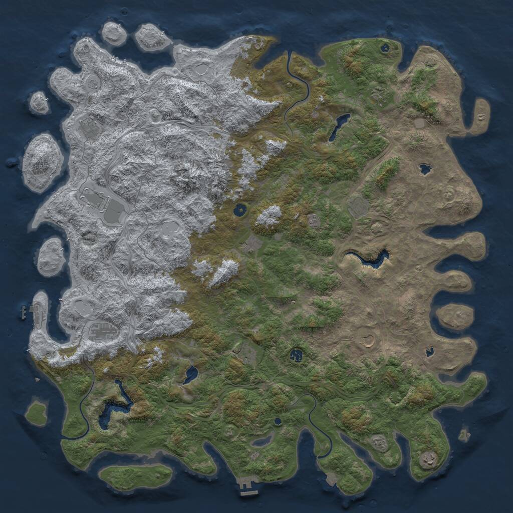 Rust Map: Procedural Map, Size: 6000, Seed: 1918651470, 17 Monuments