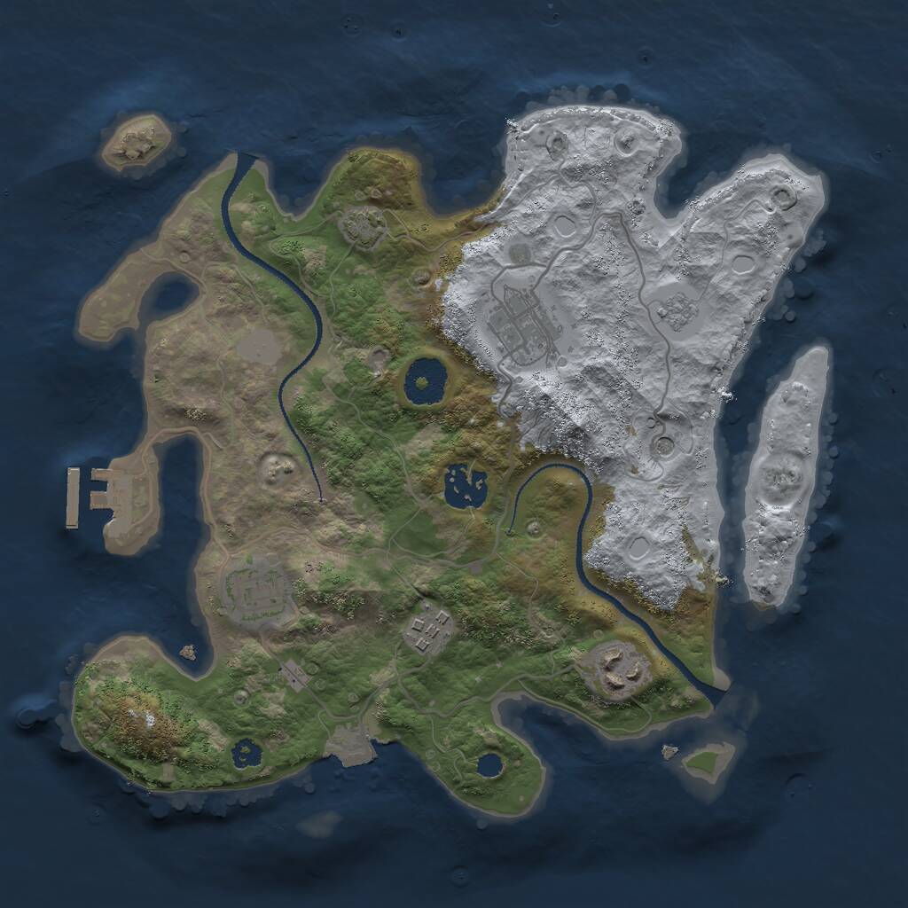 Rust Map: Procedural Map, Size: 3000, Seed: 755480, 10 Monuments