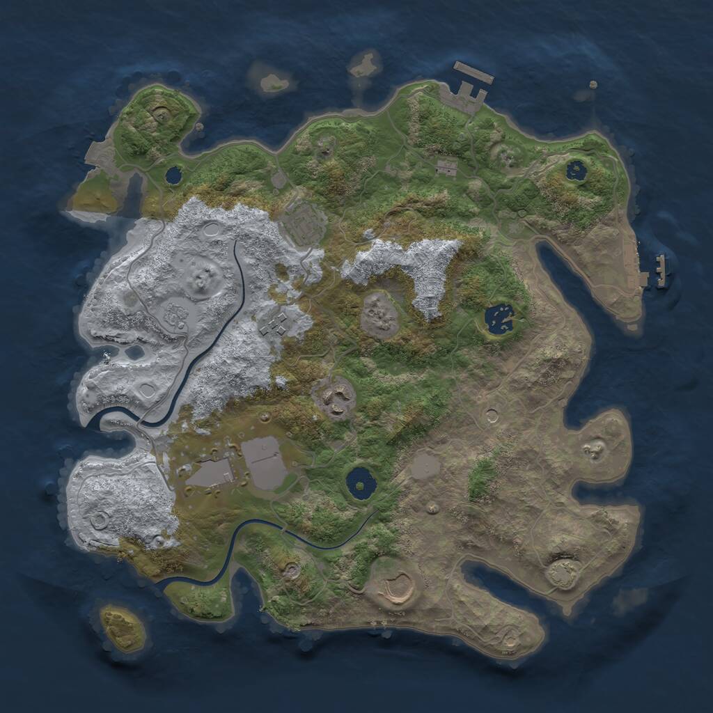 Rust Map: Procedural Map, Size: 3500, Seed: 827023597, 12 Monuments