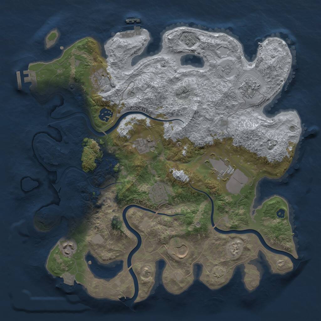 Rust Map: Procedural Map, Size: 3600, Seed: 32167, 15 Monuments
