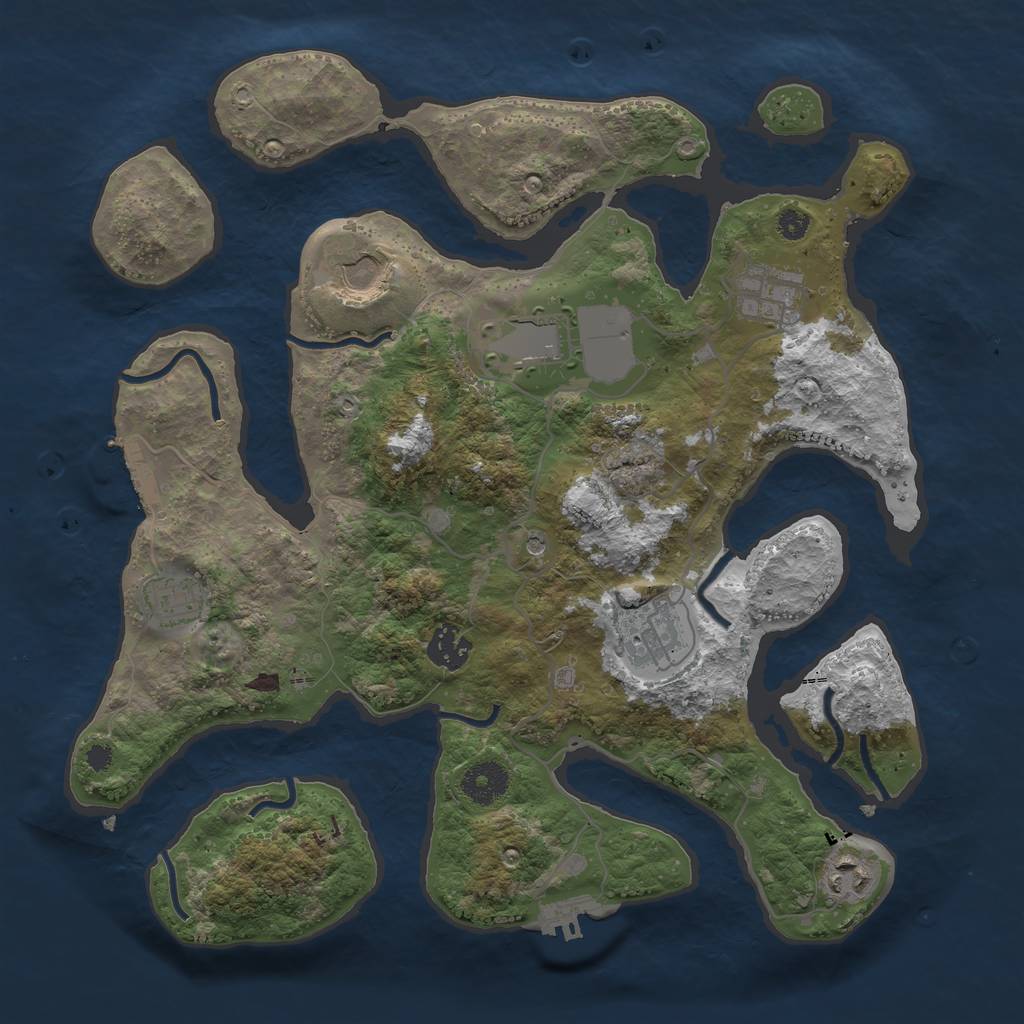 Rust Map: Procedural Map, Size: 3500, Seed: 1003114366, 12 Monuments