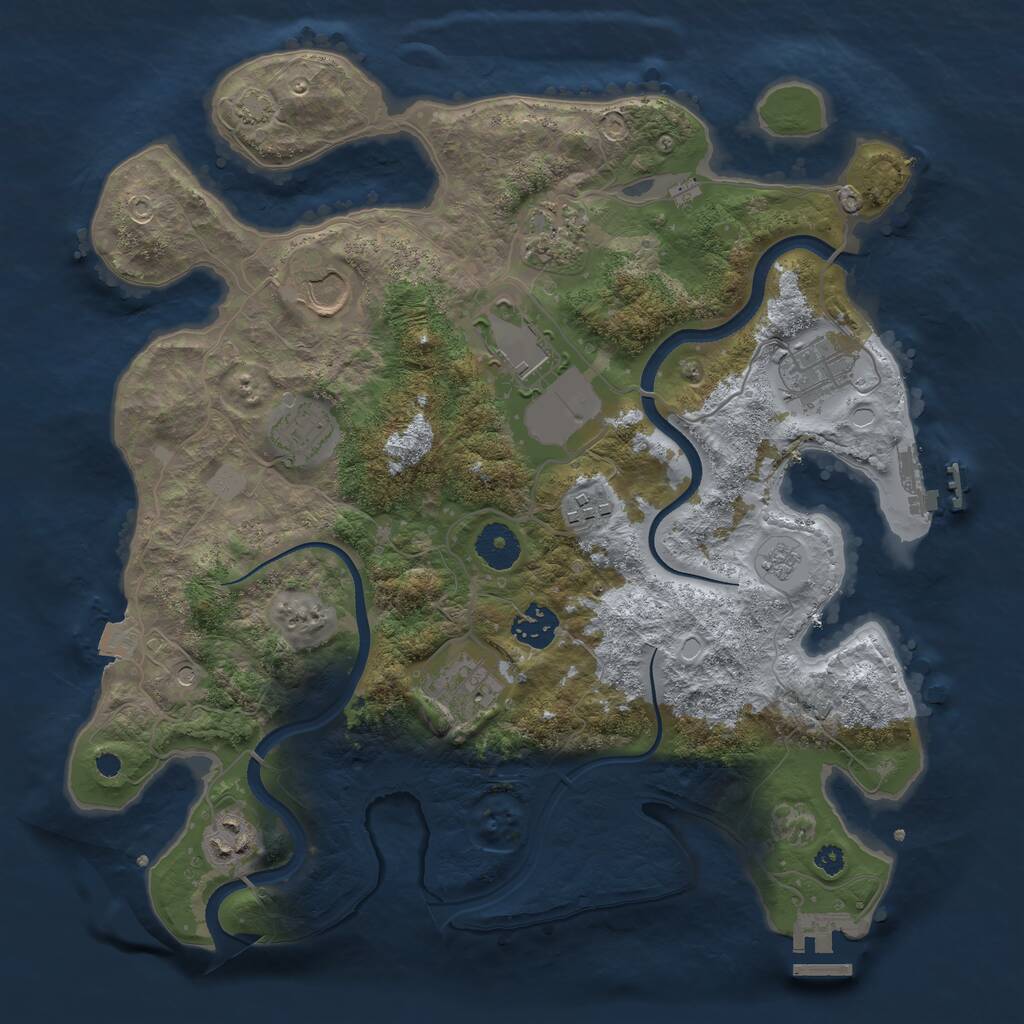 Rust Map: Procedural Map, Size: 3500, Seed: 1003114366, 15 Monuments