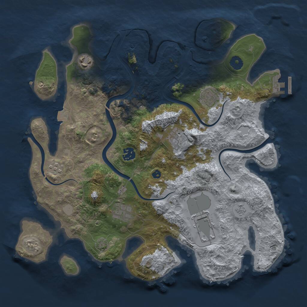 Rust Map: Procedural Map, Size: 3500, Seed: 2207, 12 Monuments