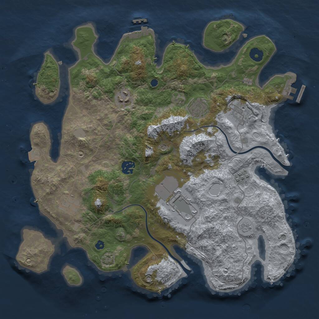 Rust Map: Procedural Map, Size: 3500, Seed: 2207, 13 Monuments