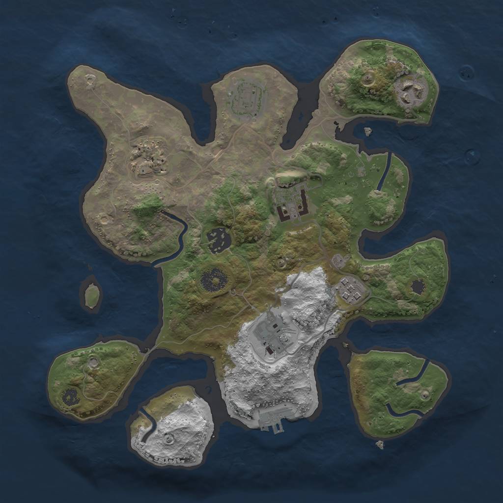 Rust Map: Procedural Map, Size: 3000, Seed: 1528027048, 10 Monuments