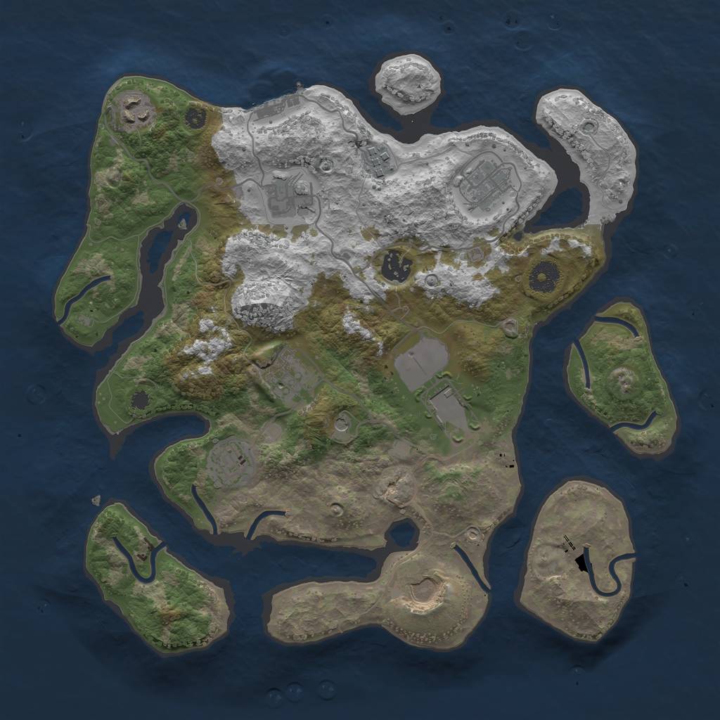 Rust Map: Procedural Map, Size: 3500, Seed: 968334, 13 Monuments