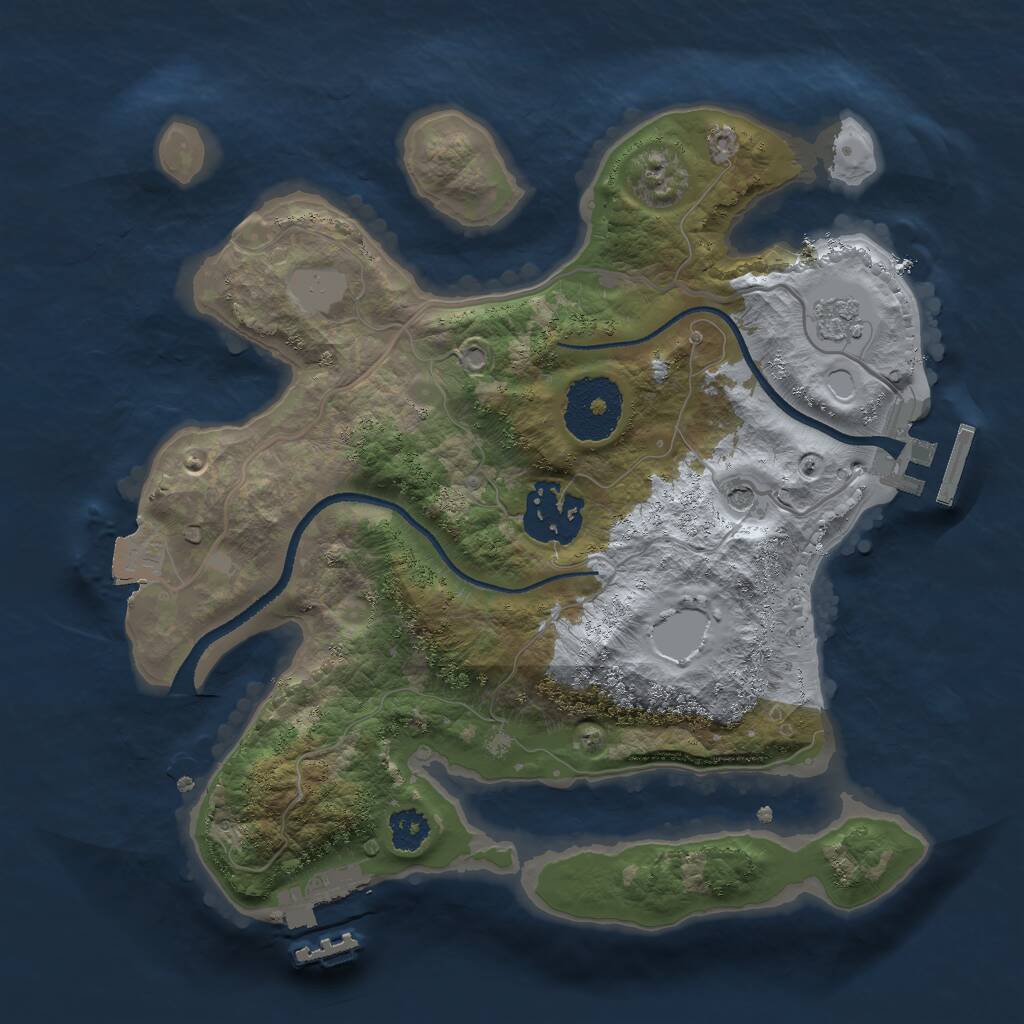 Rust Map: Procedural Map, Size: 2500, Seed: 574370, 6 Monuments
