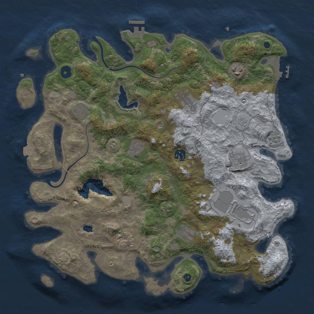 Rust Map: Procedural Map, Size: 4000, Seed: 1495013631, 16 Monuments