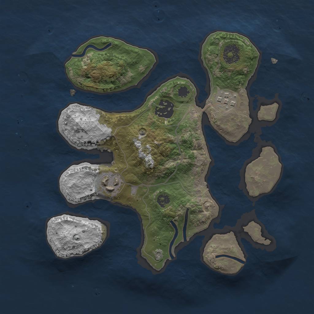 Rust Map: Procedural Map, Size: 2500, Seed: 87234, 5 Monuments