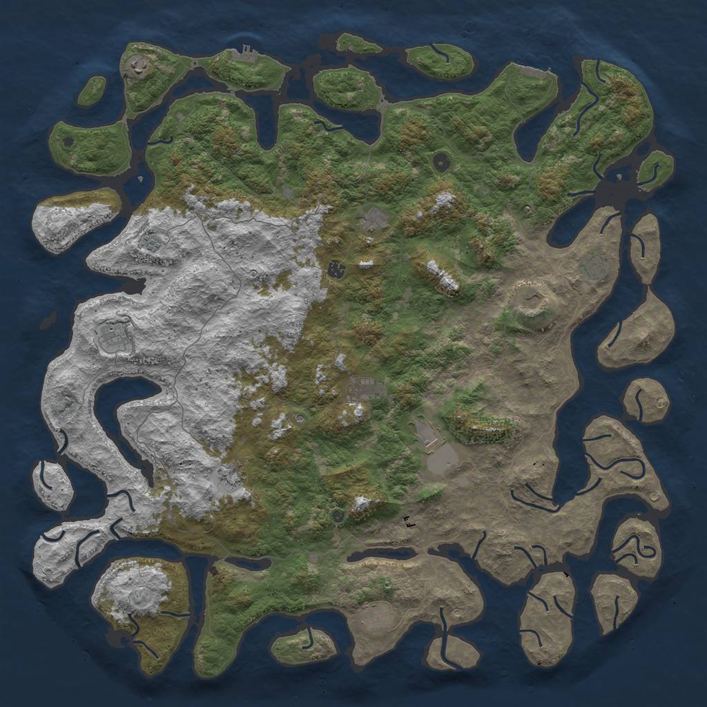 Rust Map: Procedural Map, Size: 6000, Seed: 3442103, 16 Monuments