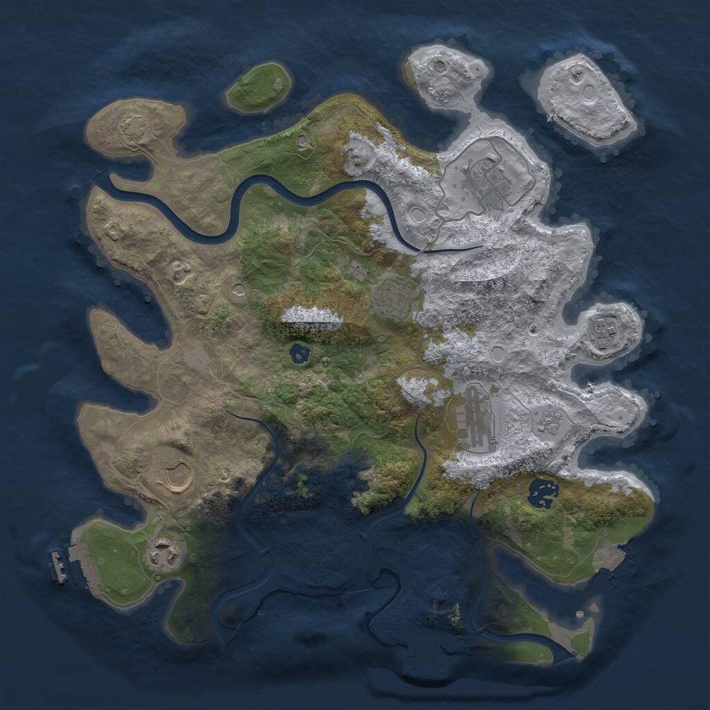 Rust Map: Procedural Map, Size: 3500, Seed: 5523654, 13 Monuments
