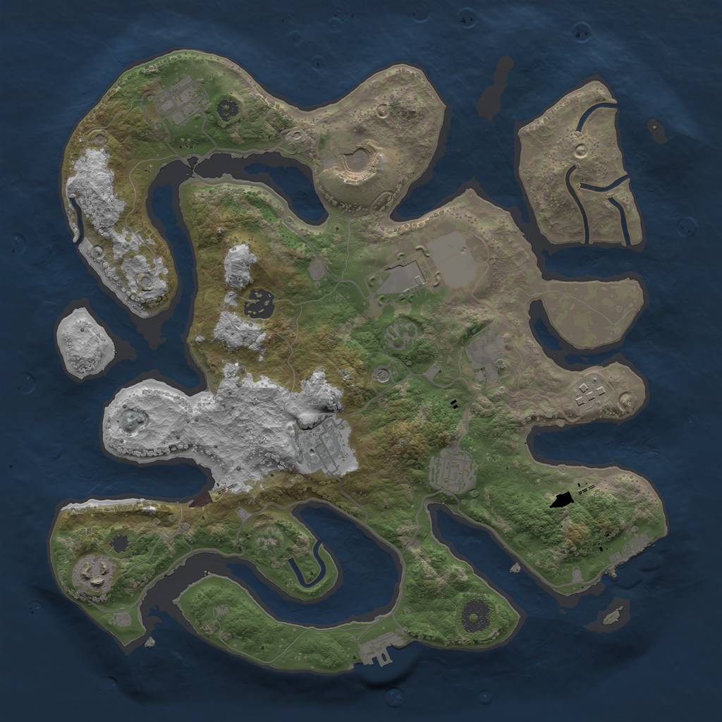 Rust Map: Procedural Map, Size: 3500, Seed: 721665296, 14 Monuments