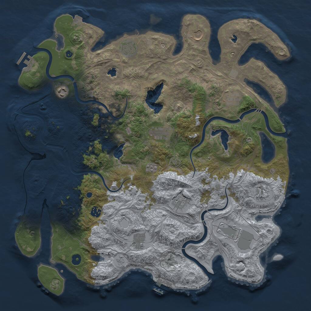 Rust Map: Procedural Map, Size: 4500, Seed: 420420115, 17 Monuments